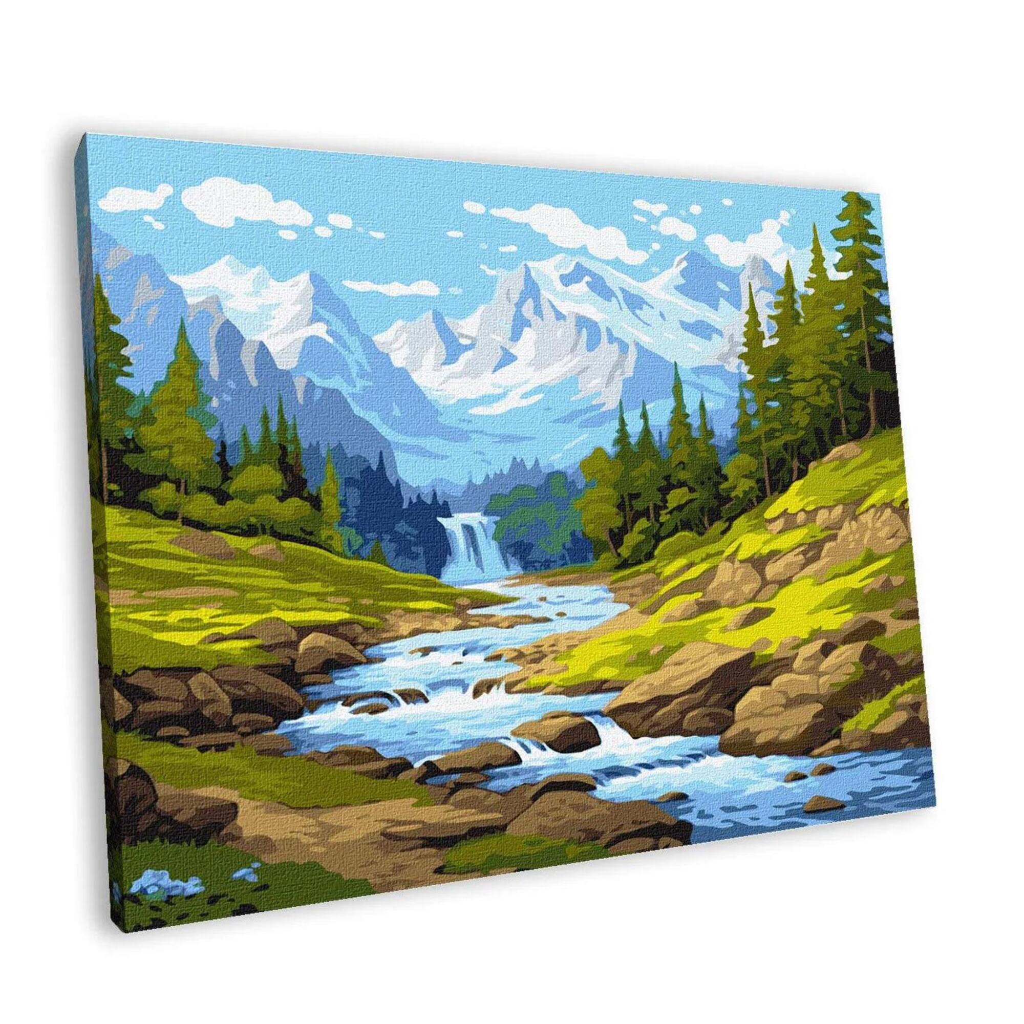 Ideyka A Stream in the Mountains Painting by Numbers Kit